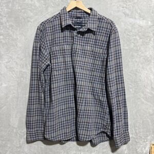 Prana Flannel Shirt Men's Large‎ Slim Plaid Gray Purple Button Down Long Sleeve